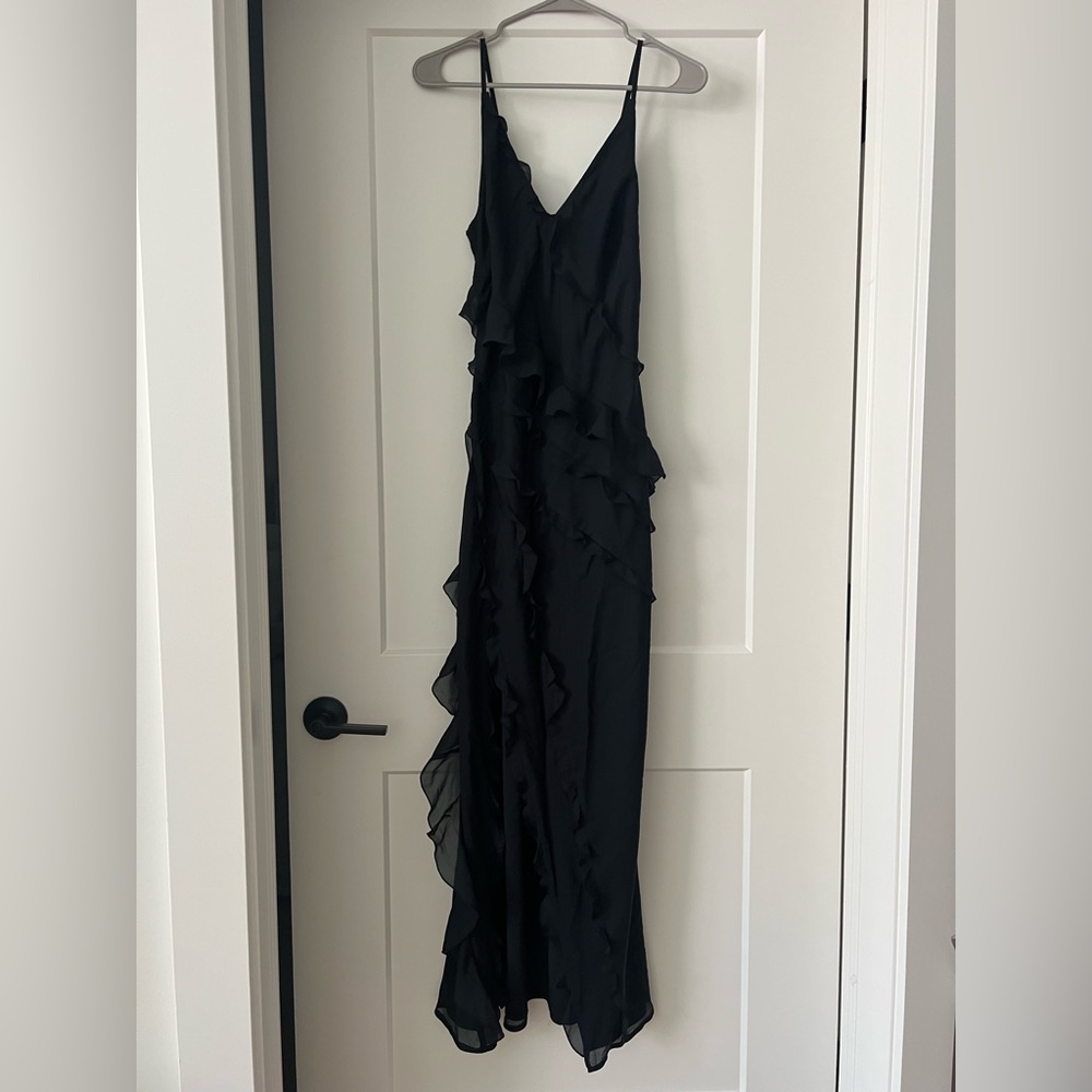 Abercrombie & Fitch Black Ruffle Slip Dress - Elegant & Flowy